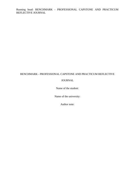 NR661 APN <b>Capstone</b> Portfolio Part 2. . Professional capstone and practicum reflective journal topic 1